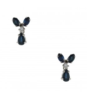 Boucles d’oreilles or, diamants, saphirs