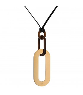 Hermès buffalo horn and gold plated metal necklace