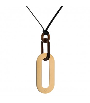 Hermès buffalo horn and gold plated metal necklace