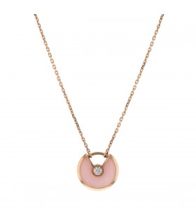 Cartier Amulette pink opal, diamond and gold necklace
