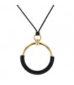 Hermès Loop gold plated metal and leather necklace