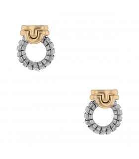 Bulgari Parentesi stainless steel and gold earrings