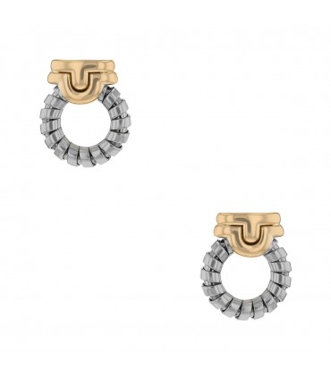 Bulgari Parentesi stainless steel and gold earrings
