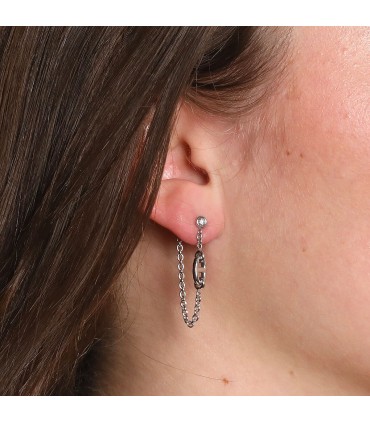 Hermès Chaîne d’Ancre diamond and gold earrings