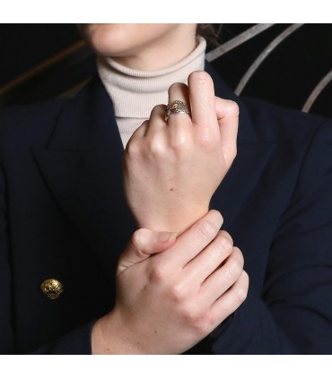 Hermès Mexico silver and gold ring