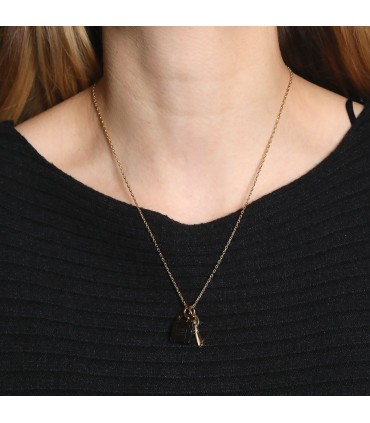 Necklace in gold-plated metal and buffalo horn necklace