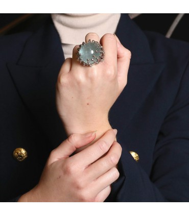 Garnazelle Boule d’amour aquamarine and gold ring