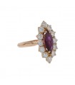 Bague marquise rubis, diamants