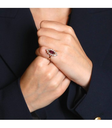 Ruby, diamonds and gold ring