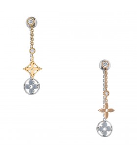 Louis Vuitton Monogram gold and diamonds earrings