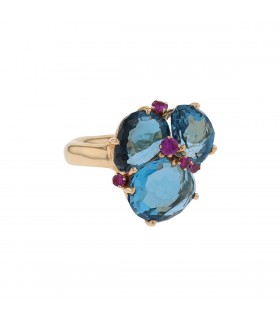 Pomellato Bahia topaze, sapphires and gold ring