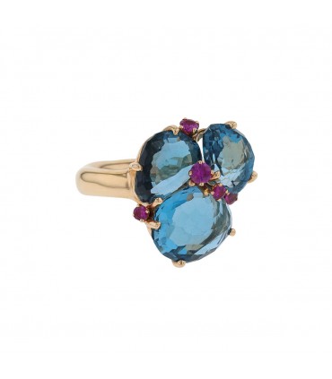 Pomellato Bahia topaze, sapphires and gold ring