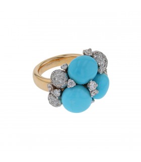 Pomellato Capri turquoise, diamonds and 18k gold ring
