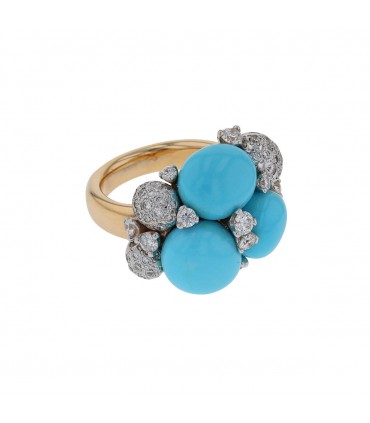Pomellato Capri turquoise, diamonds and 18k gold ring