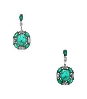 Emeralds, diamonds and gold earrings