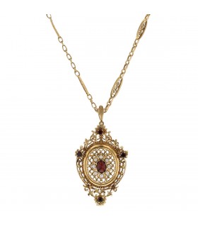 Garnets, pearls and gold necklace