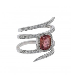 Bague or, tourmaline et diamants