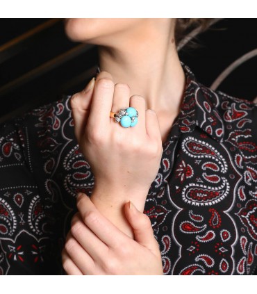 Pomellato Capri turquoise, diamonds and 18k gold ring