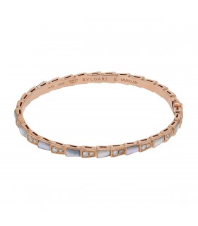 Bulgari Serpenti Viper mother-of-pearl, diamonds and gold bracelet