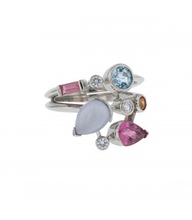 Cartier Méli Mélo diamonds, chalcedony, aquamarine, garnet, tourmalines and platinum ring