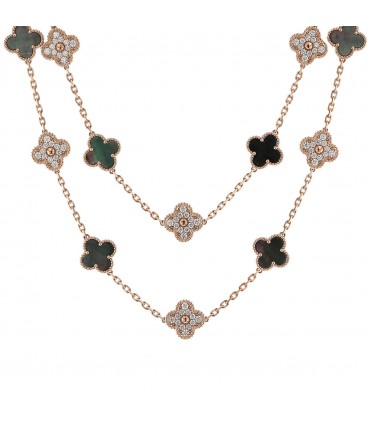 Van Cleef & Arpels Alhambra diamonds, mother-of-pearl and 18k gold long necklace