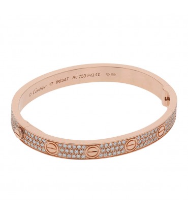 Cartier Love diamonds and gold bracelet size 17. Signed and numbered.