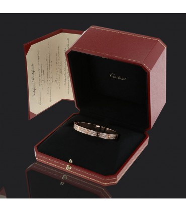 Cartier Love diamonds and gold bracelet size 17. Signed and numbered.