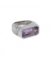 Amethyst, diamonds and gold ring