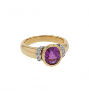 Bague or, diamants et saphir rose