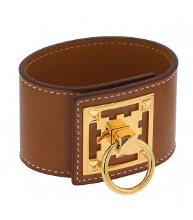 Hermès Créneau gold plated metal bracelet