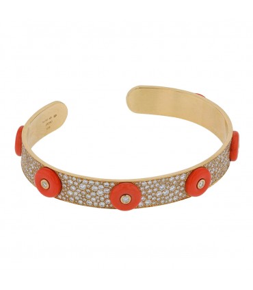 Canaglia reconstituted coral, diamonds and gold bracelet