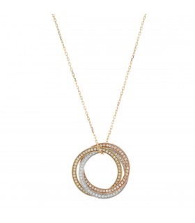 Cartier Trinity diamonds and three-tones 18k gold necklace