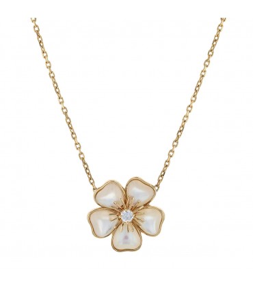 Van Cleef & Arpels Clématite mother-of-pearl, diamond and gold necklace
