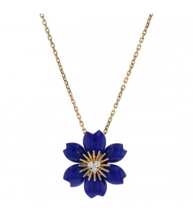 Van Cleef & Arpels Rose de Noël lapis lazuli, diamonds and 18k gold necklace