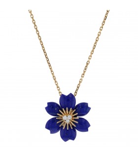 Van Cleef & Arpels Rose de Noël lapis lazuli, diamonds and gold necklace