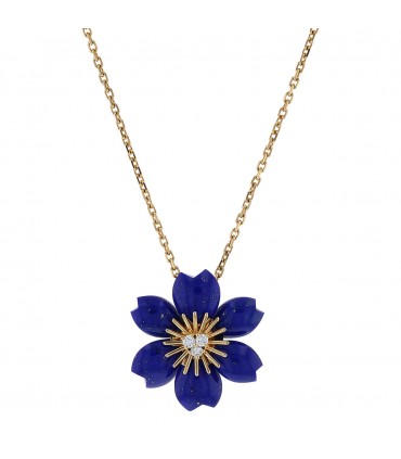 Van Cleef & Arpels Rose de Noël lapis lazuli, diamonds and 18k gold necklace