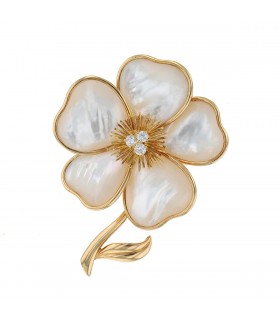 Van Cleef & Arpels mother-of-pearl, diamonds and gold brooch