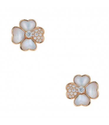 Van Cleef & Arpels Cosmos diamonds, mother-of-pearl and gold earrings