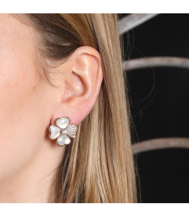 Van Cleef & Arpels Cosmos diamonds, mother-of-pearl and gold earrings