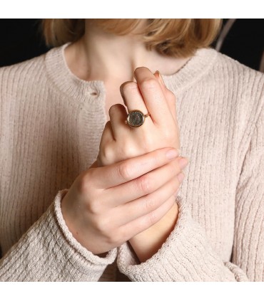 Bulgari gold and antique coin ring