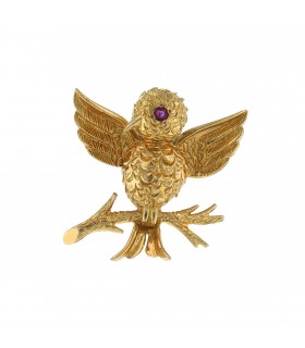 Tiffany & Co. gold and rubies brooch