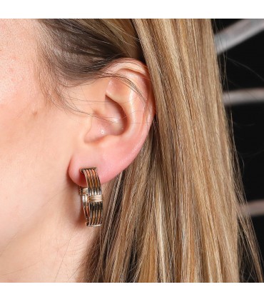 Cartier stainless steel and 18k gold earrings