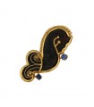 Viviane Debbas hard stone, sapphires and 18k gold brooch