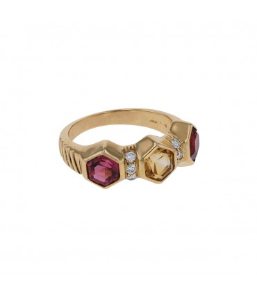 Bulgari tourmaline, citrine, diamonds and gold ring