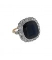 Sapphire, diamonds and gold ring