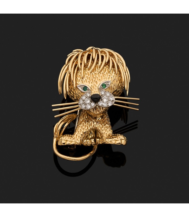 Broche Neuve Motif Lion - Noire Et Dorée - Jamais Portée - Sans Emballage