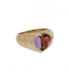 Bulgari Doppio Bachelato tourmaline, amethyst and gold ring