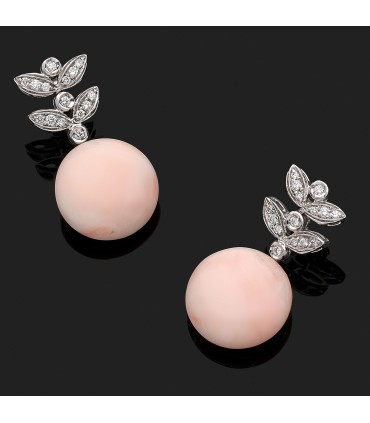 Boucles d’oreilles or, diamants et corail