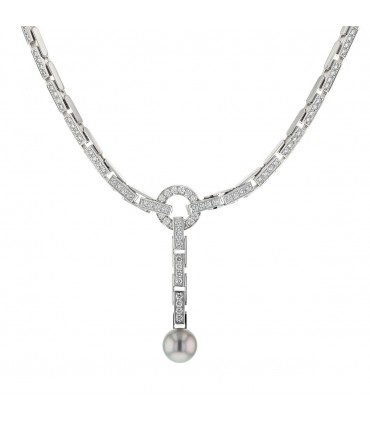 Cartier Agrafe diamonds, pearls and gold necklace