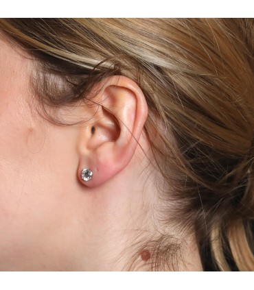 Diamonds and gold earrings - GIA certificate 0,86 ct D VS1 / 0,87 ct E VVS2